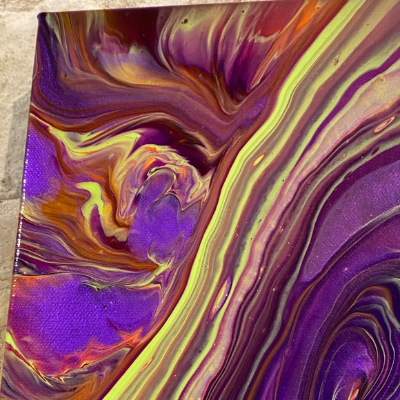 Hand crafted 11”x14” Fluid art canvas painting wall decor hand painted - Picture 5 of 9